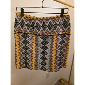 LOFT ‎ Skirt Size 6 Aztec Diamond Print Mini Career Casual